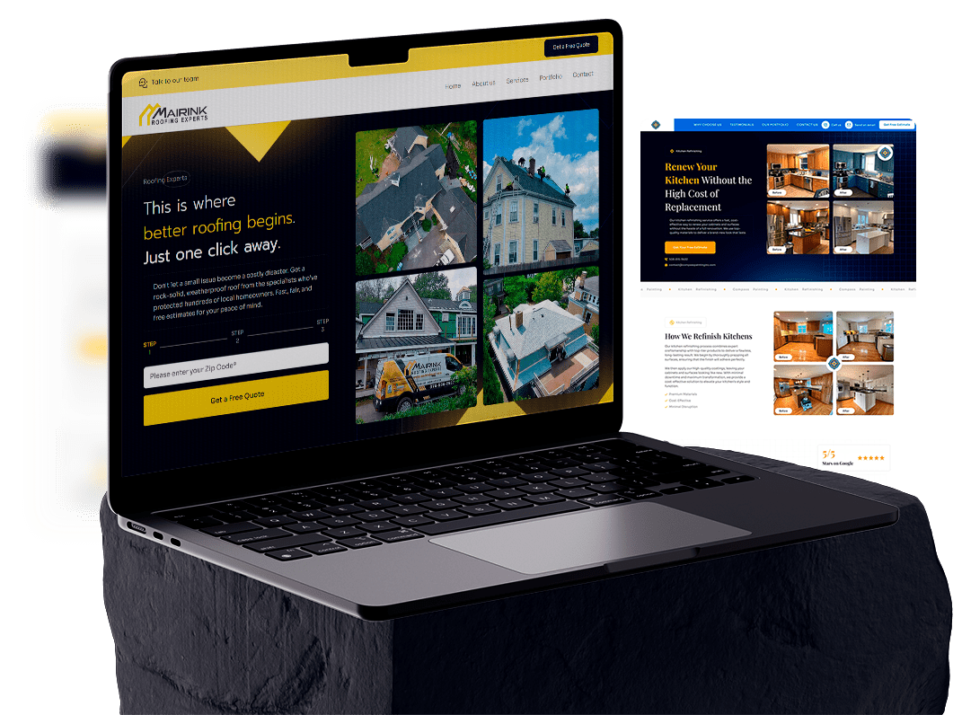 High-conversion Website and Landing Page portfolio by Rayet Agency displayed on a laptop